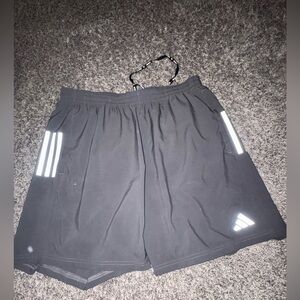 Adidas Men's Black Athletic Shorts with White Accents
